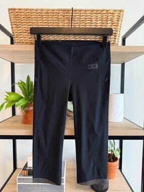 Adidas Y-3 Yohji Yamamoto Mid-Rise Black Activewear Running Leggings Capri, XS